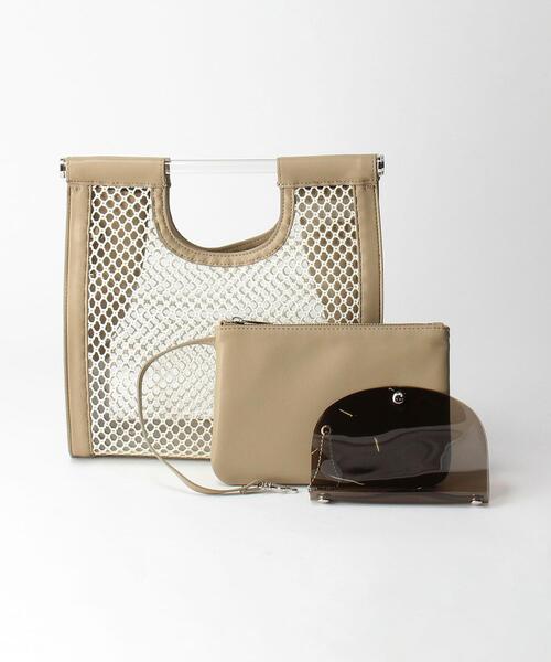 BEAUTY&YOUTH UNITED ARROWS（ビューティーアンドユースユナイテッドアローズ）の「BY スクエアメッシュ クリアハンドルトートバッグ ◆（トートバッグ・レディース・ライトグレー/オリーブ・FREE）」の2枚目の写真