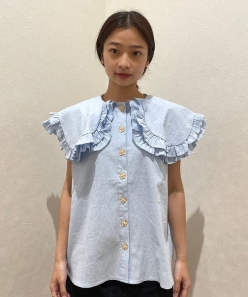 Ray BEAMS(レイビームス)の「sister jane / Notes Oversized Collar Blouse(シャツ/ブラウス・レディース・サックスブルー・ONE SIZE)」の1枚目の写真