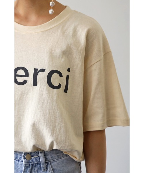Bonjour Sagan（ボンジュールサガン）の「コットンロゴT（Tシャツ/カットソー・レディース・ベージュ/ネイビー・FREE）」の4枚目の写真