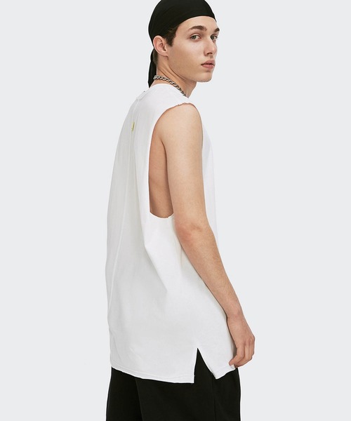 INFLATION(インフレーション)の「INFLATION(インフレーション)カットオフクルーネックタンクトップ カットソー ノースリーブ(タンクトップ・メンズ・ホワイト/チャコールグレー/カーキ/ライトグリーン・M/L/XL)」の5枚目の写真