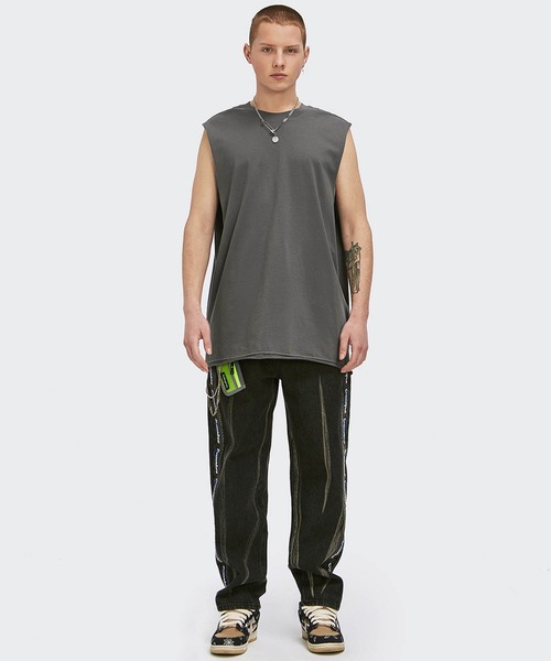 INFLATION(インフレーション)の「INFLATION(インフレーション)カットオフクルーネックタンクトップ カットソー ノースリーブ(タンクトップ・メンズ・ホワイト/チャコールグレー/カーキ/ライトグリーン・M/L/XL)」の19枚目の写真