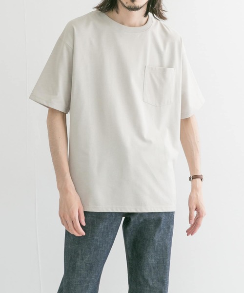 UR Lab.（アーバンリサーチラボ）の「ヒヤサラクールルーズポケットTシャツ(5分袖)（Tシャツ/カットソー・メンズ・ホワイト/ブラック/ライトベージュ・MEDIUM/LARGE）」の8枚目の写真