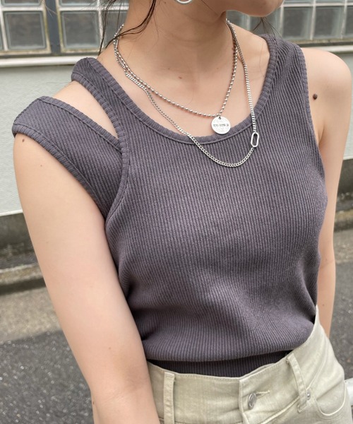 Chico（チコ）の「パット付きレイヤードアメスリタンク（タンクトップ・レディース・ブラック/ホワイト/ピンク/チャコールグレー・FREE）」の13枚目の写真