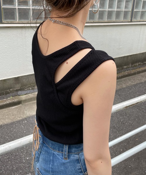 Chico（チコ）の「パット付きレイヤードアメスリタンク（タンクトップ・レディース・ブラック/ホワイト/ピンク/チャコールグレー・FREE）」の14枚目の写真