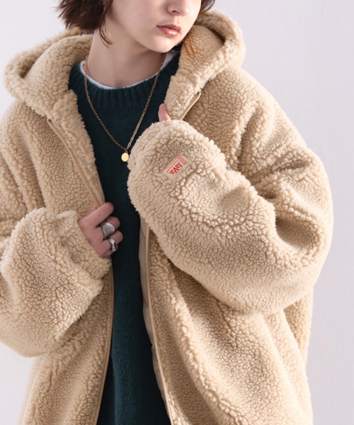 Java（ジャバ）の「《JaVa ジャバコラボ》もこもこ。JaVaワッペン付きボリュームボアブルゾン（ブルゾン・レディース・アイボリー/ベージュ・LARGE/MEDIUM/X-LARGE）」の8枚目の写真