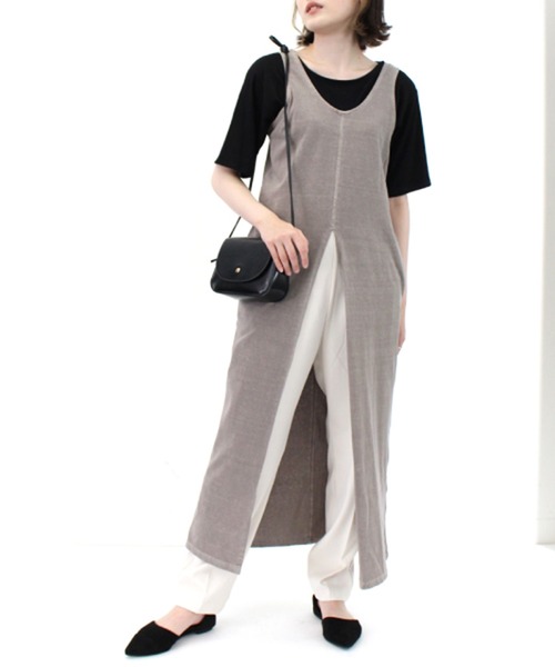 STYLEBLOCK（スタイルブロック）の「天竺ピグメント加工2WAYワンピース（ワンピース・レディース・チャコールグレー/モカ/ブラック/グレイッシュベージュ・M）」の4枚目の写真