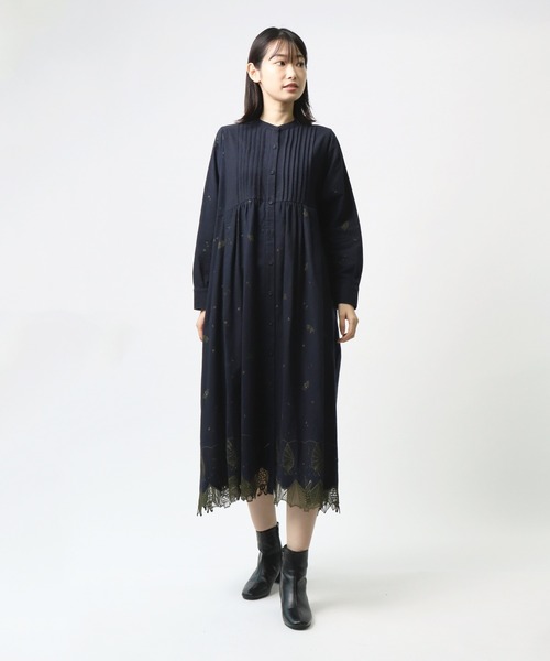marble sud（マーブルシュッド）の「【 marble sud / マーブルシュッド 】Bat Lace ピンタックOP　03BF069008（Tシャツ/カットソー・レディース・ネイビー/ブラウン/グリーン・FREE）」の17枚目の写真