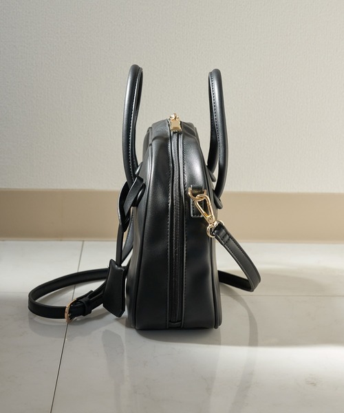 cache cache(カシュ カシュ)の「【WEB限定】【cache cache】カシュカシュ ボックス型ボストンバッグ(ショルダーバッグ・レディース・ブラック/ダークブラウン・FREE)」の4枚目の写真