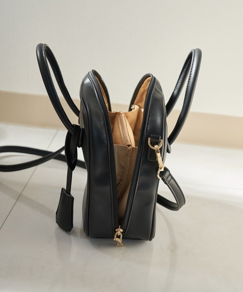 cache cache(カシュ カシュ)の「【WEB限定】【cache cache】カシュカシュ ボックス型ボストンバッグ(ショルダーバッグ・レディース・ブラック/ダークブラウン・FREE)」の10枚目の写真