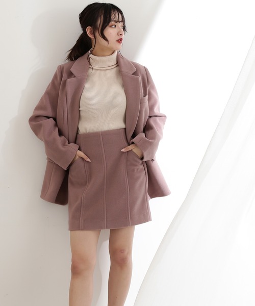 FREE'S MART（フリーズマート）の「【Sシリーズ対応】◆TRメルトンパネル切替ミニスカート（スカート・レディース・ベージュ/ピンク/グリーン/モカ・SMALL/MEDIUM）」の4枚目の写真