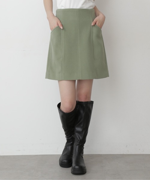 FREE'S MART（フリーズマート）の「【Sシリーズ対応】◆TRメルトンパネル切替ミニスカート（スカート・レディース・ベージュ/ピンク/グリーン/モカ・SMALL/MEDIUM）」の3枚目の写真