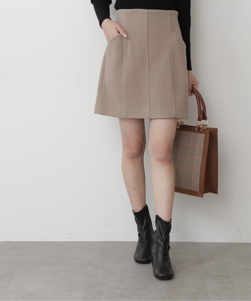 FREE'S MART（フリーズマート）の「【Sシリーズ対応】◆TRメルトンパネル切替ミニスカート（スカート・レディース・ベージュ/ピンク/グリーン/モカ・SMALL/MEDIUM）」の2枚目の写真