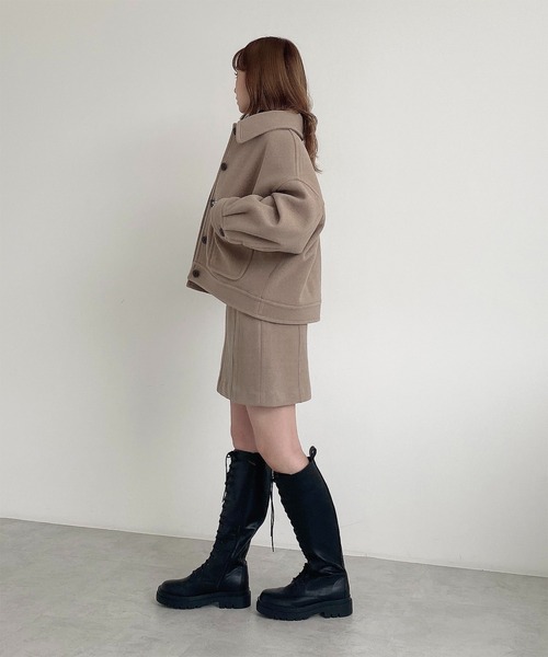 FREE'S MART（フリーズマート）の「【Sシリーズ対応】◆TRメルトンパネル切替ミニスカート（スカート・レディース・ベージュ/ピンク/グリーン/モカ・SMALL/MEDIUM）」の6枚目の写真
