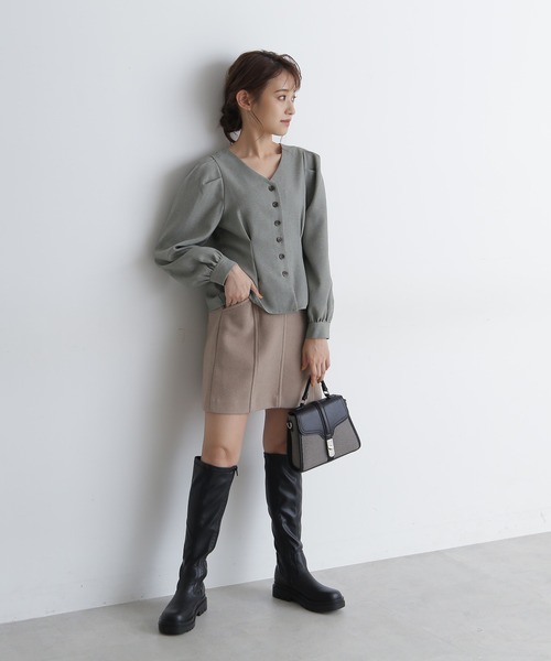 FREE'S MART（フリーズマート）の「【Sシリーズ対応】◆TRメルトンパネル切替ミニスカート（スカート・レディース・ベージュ/ピンク/グリーン/モカ・SMALL/MEDIUM）」の8枚目の写真