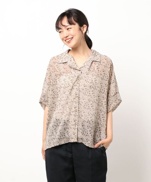 Samansa Mos2 blue（サマンサモスモスブルー）の「花柄開襟シャツ（シャツ/ブラウス・レディース・イエロー/ブラック/ベージュ・ﾌﾘ-）」の7枚目の写真
