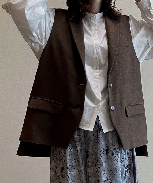 NICOLE CLUB（ニコル　クラブ）の「【NICOLE CLUB】マニッシュトラッドのベスト（ベスト・レディース・ブラック/ブラウン・MEDIUM）」の3枚目の写真