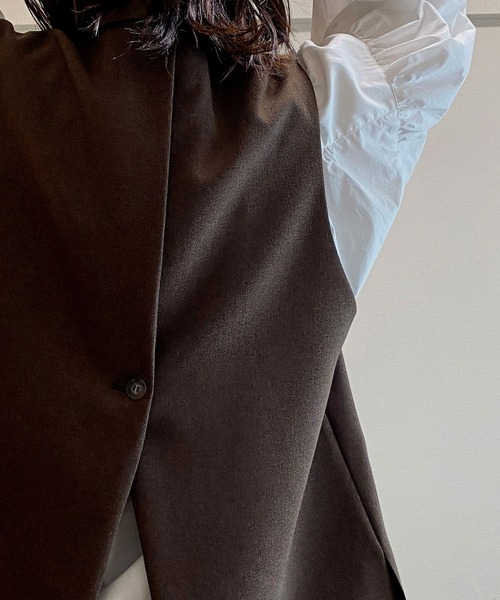 NICOLE CLUB（ニコル　クラブ）の「【NICOLE CLUB】マニッシュトラッドのベスト（ベスト・レディース・ブラック/ブラウン・MEDIUM）」の6枚目の写真