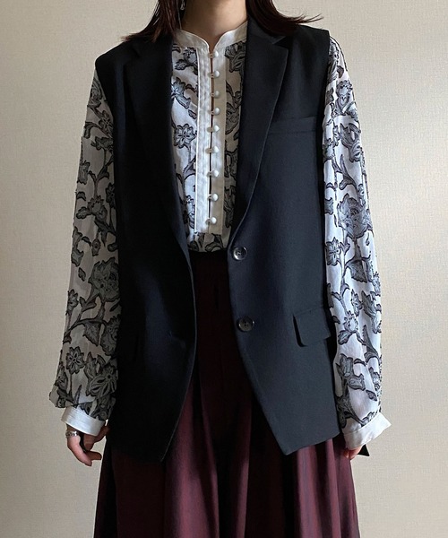 NICOLE CLUB（ニコル　クラブ）の「【NICOLE CLUB】マニッシュトラッドのベスト（ベスト・レディース・ブラック/ブラウン・MEDIUM）」の8枚目の写真