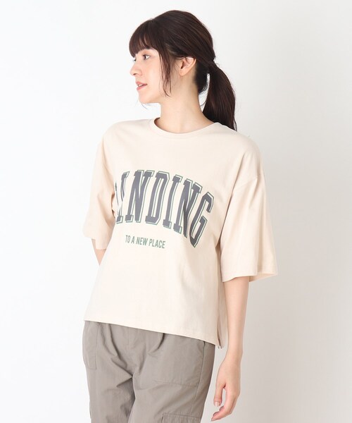 Cutie Blonde（キューティーブロンド）の「◆【S-L】ルーズBIGロゴプルオーバー（Tシャツ/カットソー・レディース・ピンク系/ブラック/ライトベージュ/ダークグリーン・02/03/01）」の2枚目の写真