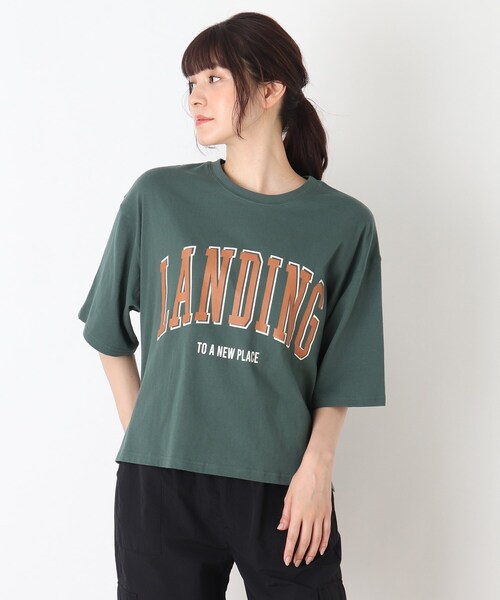 Cutie Blonde（キューティーブロンド）の「◆【S-L】ルーズBIGロゴプルオーバー（Tシャツ/カットソー・レディース・ピンク系/ブラック/ライトベージュ/ダークグリーン・02/03/01）」の3枚目の写真