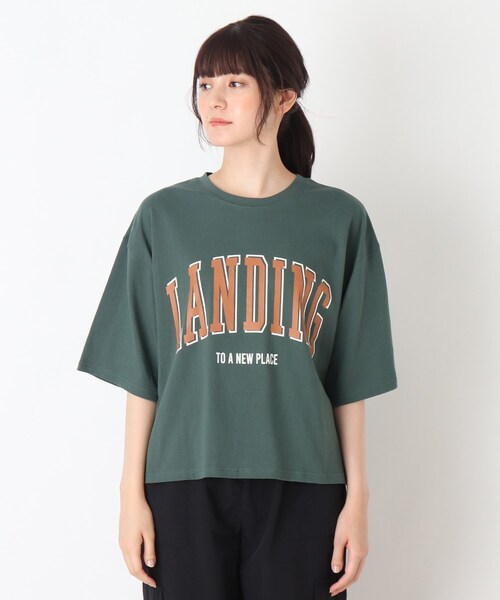 Cutie Blonde（キューティーブロンド）の「◆【S-L】ルーズBIGロゴプルオーバー（Tシャツ/カットソー・レディース・ピンク系/ブラック/ライトベージュ/ダークグリーン・02/03/01）」の13枚目の写真