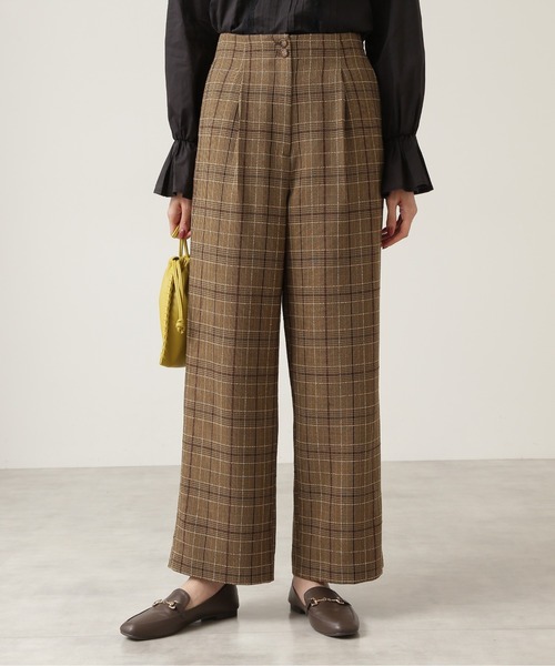 NATURAL BEAUTY BASIC(ナチュラルビューティーベーシック)の「チェックストレートワイドパンツ/0171230900(その他パンツ・レディース・ベージュ系その他/ブラウン系その他・MEDIUM/X-SMALL/SMALL)」の1枚目の写真