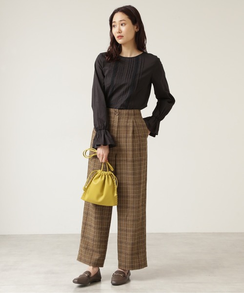 NATURAL BEAUTY BASIC(ナチュラルビューティーベーシック)の「チェックストレートワイドパンツ/0171230900(その他パンツ・レディース・ベージュ系その他/ブラウン系その他・MEDIUM/X-SMALL/SMALL)」の4枚目の写真