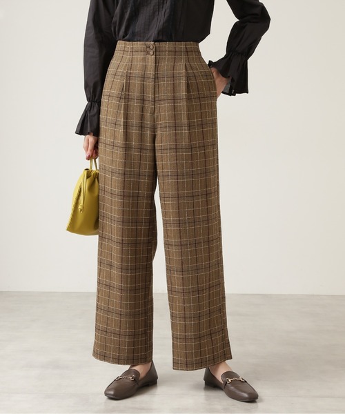NATURAL BEAUTY BASIC(ナチュラルビューティーベーシック)の「チェックストレートワイドパンツ/0171230900(その他パンツ・レディース・ベージュ系その他/ブラウン系その他・MEDIUM/X-SMALL/SMALL)」の5枚目の写真