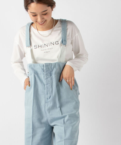 NOLLEY’S（ノーリーズ）の「ボートネックプリントロンT（Tシャツ/カットソー・レディース・パープル/オフホワイト/チャコールグレー・38）」の2枚目の写真