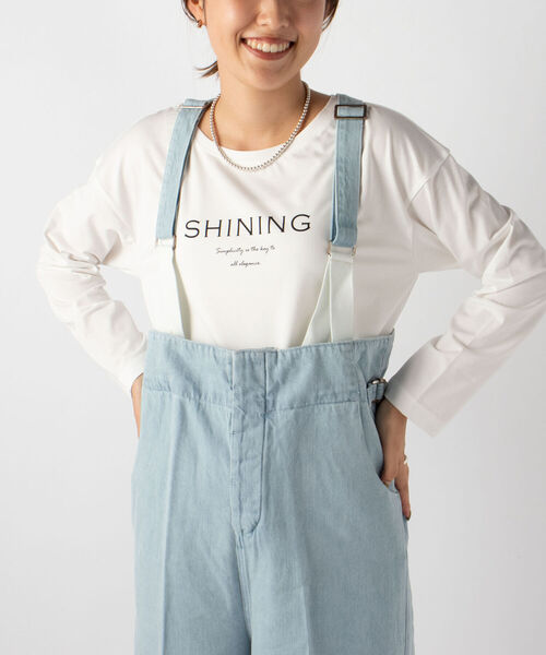 NOLLEY’S（ノーリーズ）の「ボートネックプリントロンT（Tシャツ/カットソー・レディース・パープル/オフホワイト/チャコールグレー・38）」の5枚目の写真