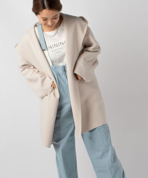 NOLLEY’S（ノーリーズ）の「ボートネックプリントロンT（Tシャツ/カットソー・レディース・パープル/オフホワイト/チャコールグレー・38）」の6枚目の写真