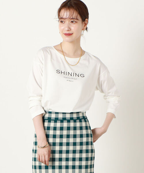 NOLLEY’S（ノーリーズ）の「ボートネックプリントロンT（Tシャツ/カットソー・レディース・パープル/オフホワイト/チャコールグレー・38）」の7枚目の写真