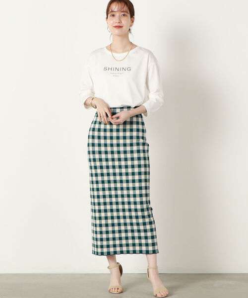 NOLLEY’S（ノーリーズ）の「ボートネックプリントロンT（Tシャツ/カットソー・レディース・パープル/オフホワイト/チャコールグレー・38）」の8枚目の写真