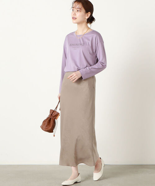 NOLLEY’S（ノーリーズ）の「ボートネックプリントロンT（Tシャツ/カットソー・レディース・パープル/オフホワイト/チャコールグレー・38）」の14枚目の写真