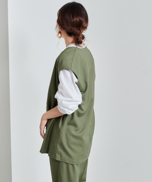 cepo(セポ)の「レーヨンリネンベスト セットアップ可能(ベスト・レディース・オリーブ/ブラック・M)」の16枚目の写真