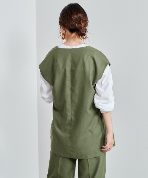 cepo(セポ)の「レーヨンリネンベスト セットアップ可能(ベスト・レディース・オリーブ/ブラック・M)」の15枚目の写真