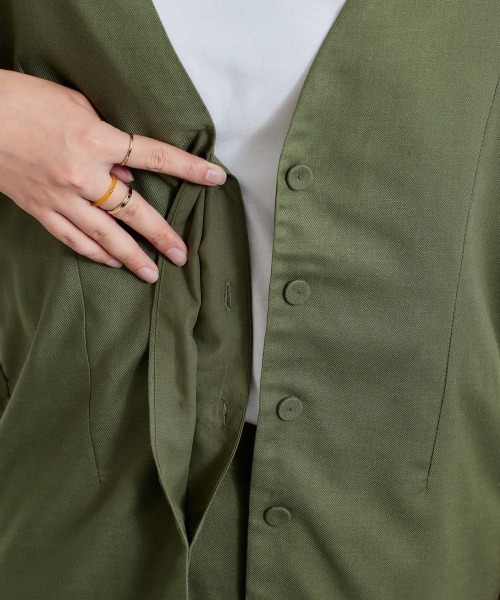 cepo(セポ)の「レーヨンリネンベスト セットアップ可能(ベスト・レディース・オリーブ/ブラック・M)」の13枚目の写真