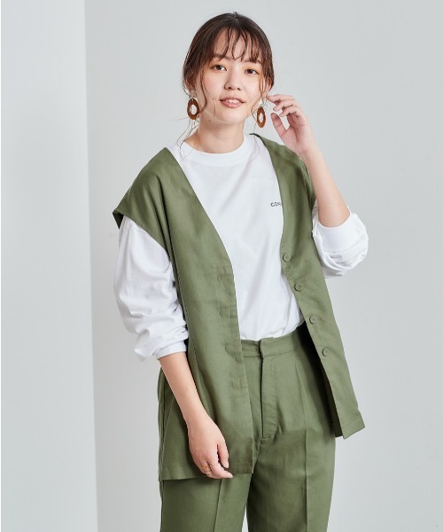 cepo(セポ)の「レーヨンリネンベスト セットアップ可能(ベスト・レディース・オリーブ/ブラック・M)」の17枚目の写真