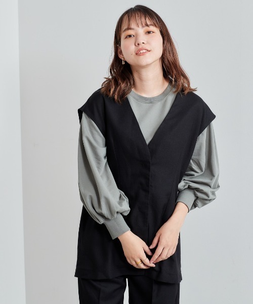 cepo(セポ)の「レーヨンリネンベスト セットアップ可能(ベスト・レディース・オリーブ/ブラック・M)」の10枚目の写真