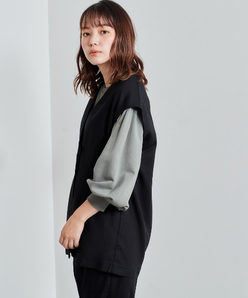 cepo(セポ)の「レーヨンリネンベスト セットアップ可能(ベスト・レディース・オリーブ/ブラック・M)」の9枚目の写真