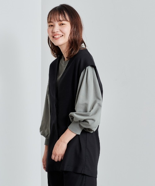 cepo(セポ)の「レーヨンリネンベスト セットアップ可能(ベスト・レディース・オリーブ/ブラック・M)」の7枚目の写真