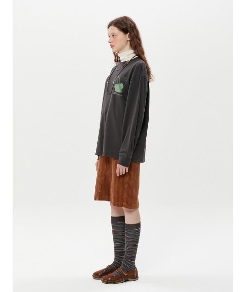KIRSH(キルシー)の「A'GEM/9 × .kom『KIRSH/キルシー』CHERRY TREE LONG SLEEVE T-SHIRT/ツリーチェリーデザインロングスリーブTシャツ(Tシャツ/カットソー・レディース・ホワイト/チャコールグレー・FREE)」の3枚目の写真