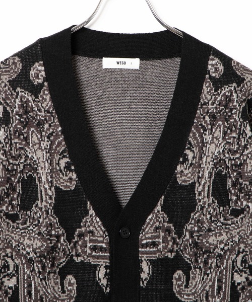 WEGO（ウィゴー）の「WEGO/ペイズリージャガードカーディガン（カーディガン/ボレロ・メンズ・ブラック/ベージュ・MEDIUM/LARGE）」の8枚目の写真