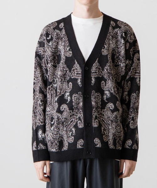 WEGO（ウィゴー）の「WEGO/ペイズリージャガードカーディガン（カーディガン/ボレロ・メンズ・ブラック/ベージュ・MEDIUM/LARGE）」の11枚目の写真