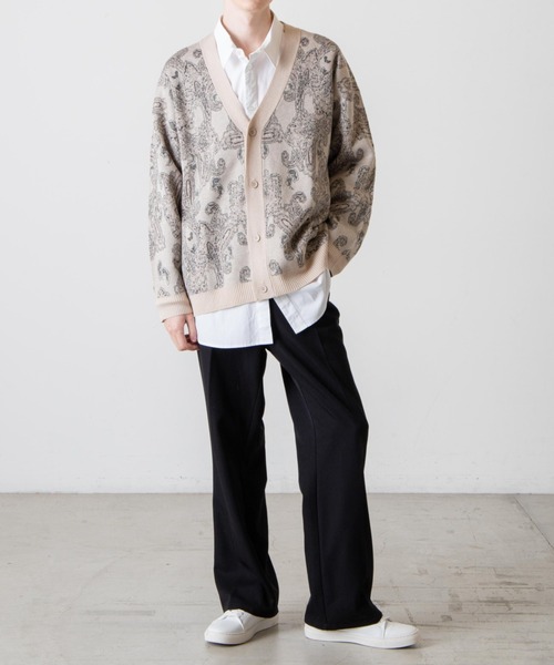 WEGO（ウィゴー）の「WEGO/ペイズリージャガードカーディガン（カーディガン/ボレロ・メンズ・ブラック/ベージュ・MEDIUM/LARGE）」の12枚目の写真