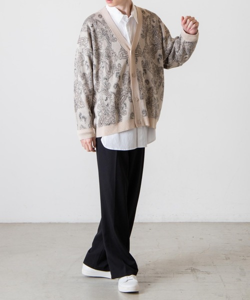 WEGO（ウィゴー）の「WEGO/ペイズリージャガードカーディガン（カーディガン/ボレロ・メンズ・ブラック/ベージュ・MEDIUM/LARGE）」の13枚目の写真