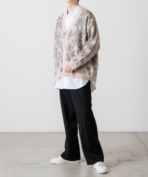 WEGO（ウィゴー）の「WEGO/ペイズリージャガードカーディガン（カーディガン/ボレロ・メンズ・ブラック/ベージュ・MEDIUM/LARGE）」の14枚目の写真