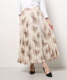 m.f.editorial | ＊エムエフエディトリアルレディース/m.f.editorial：Women  マーブルプリント プリーツロングスカート ベージュ(スカート)