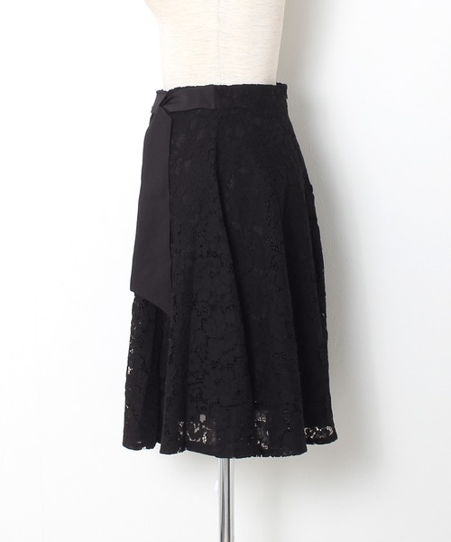 Grandeir（グランディール）の「ウエストリボン レース フレアスカート（スカート・レディース・ブラック/アイボリー・M）」の16枚目の写真