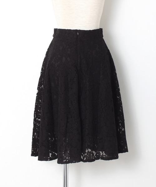 Grandeir（グランディール）の「ウエストリボン レース フレアスカート（スカート・レディース・ブラック/アイボリー・M）」の3枚目の写真